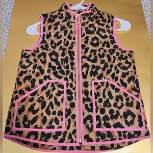 J. Crew Crewcuts Leopard Print Quilted Zip up Vest Girls Size 8